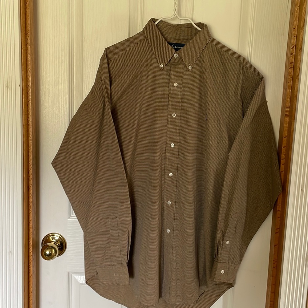 L Ralph Lauren Brown & Tan Dress Shirt - Tiny Check Pattern